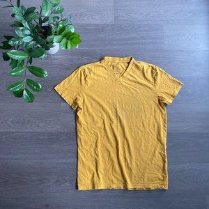American Eagle Mustard "Athletic Fit" V-Neck Cotton Short-Sleeve T-Shirt